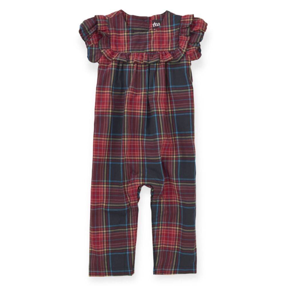 Tea Collection NWT Plaid Woven Ruffle Baby Romper